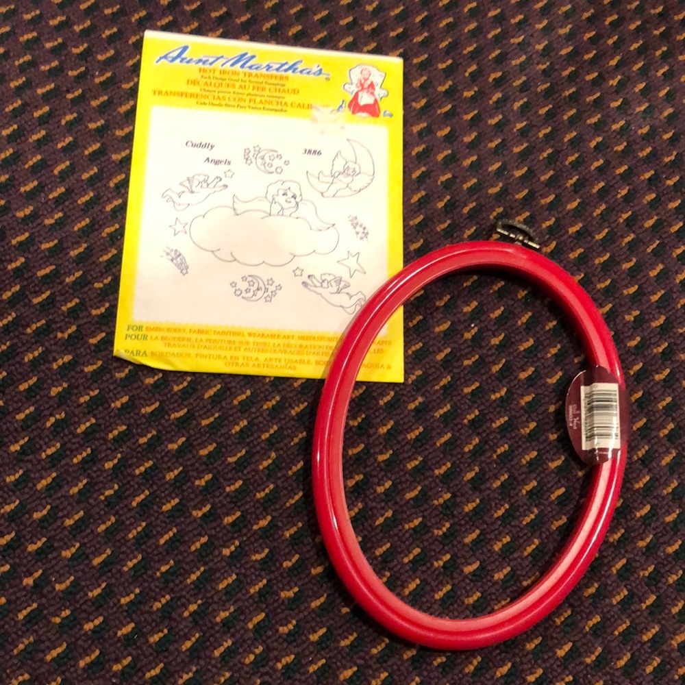 NWT Embroidery Hoop and Angel design transfers for Arts and Crafts